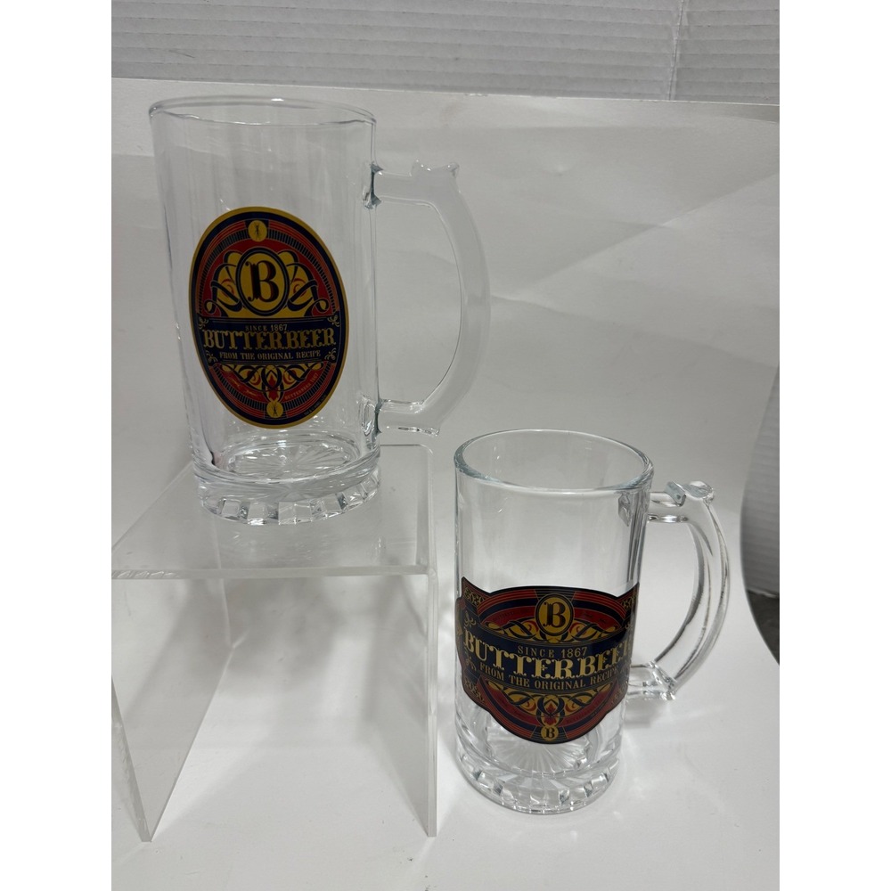Harry Potter Universal Studios Butterbeer Glass Mugs Set of 2 Different Steins - Picture 14 of 16